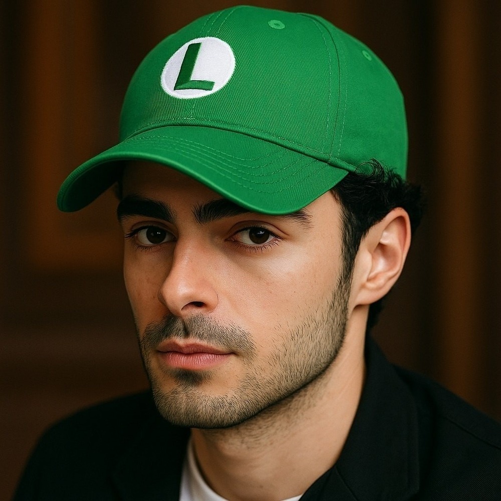 New Green L Luigi Dad Baseball Cap Hat‎ Mario Bros Mangione Adjustable